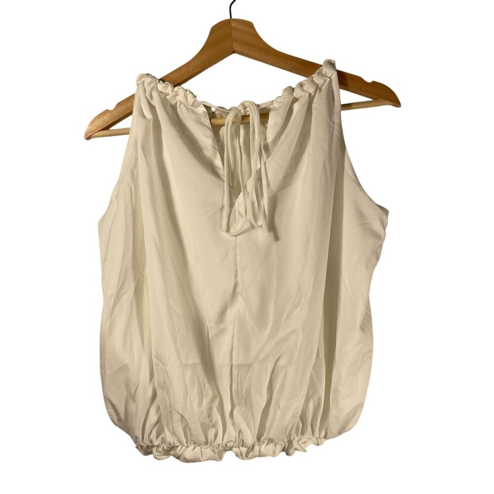 Women's Braided Bubble Hem Tank Top White Size M